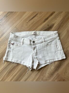 Hollister White Distressed Denim Cutoff Shorts